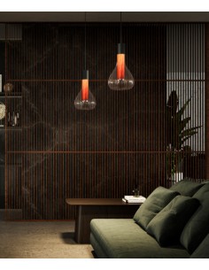 Lámpara Colgante Eris - LZF - Lámpara de techo LED, diseño en vidrio y madera,