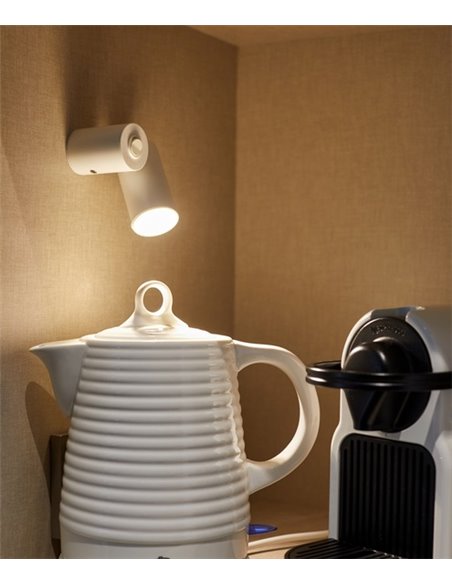 Aplique de pared LED Ø 4 cm y 9,1 cm de alto de acero en 2 acabados regulable y orientable 2700K – Haul - Milán