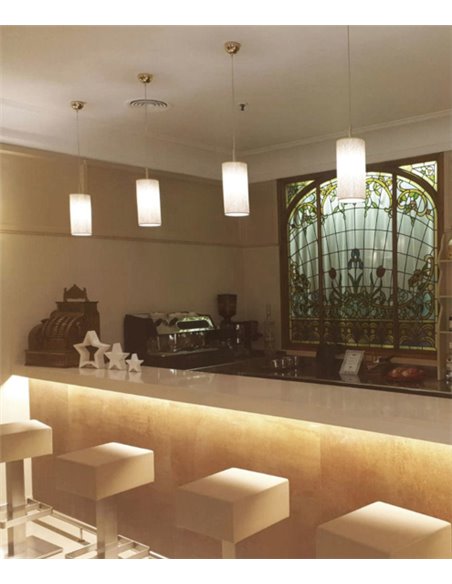 Pendant lamp in gold/silver synthetic fiber 15 cm - Selma - Exo - Novolux
