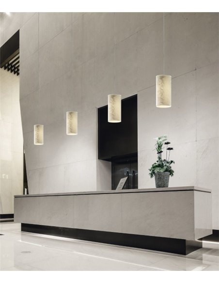 Pendant lamp in gold/silver synthetic fiber 15 cm - Selma - Exo - Novolux