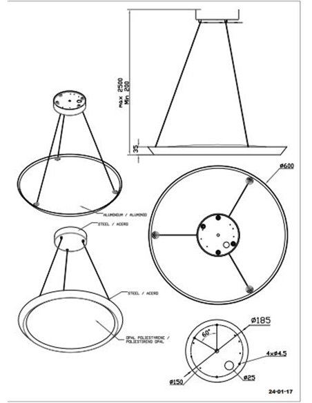 Lámpara colgante Saturn Ø600 – Leds C4