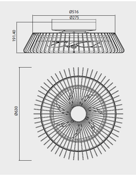 Plafón ventilador de techo con luz y motor DC Himalaya by Santiago Sevillano – Mantra