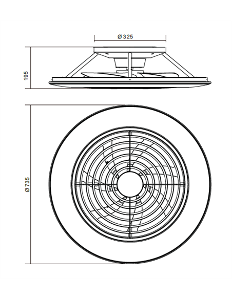 Plafón ventilador de techo con luz y motor DC Alisio XL – Mantra