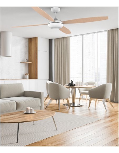 Ventilador de techo sin luz cuatro palas reversibles blanco/arenado Kudari – Leds C4