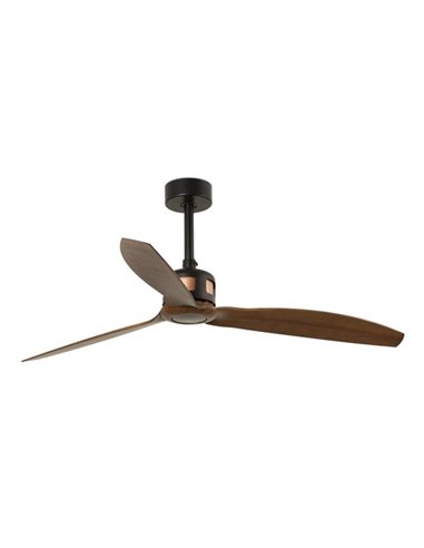 Ventilador de techo negro/madera sin luz y motor DC SMART Copper - Faro