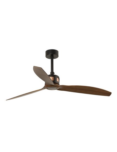 Ventilador de techo negro/madera sin luz y motor DC SMART Copper - Faro
