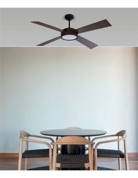 Ventilador de techo con luz y motor DC nogal Hydra - Faro
