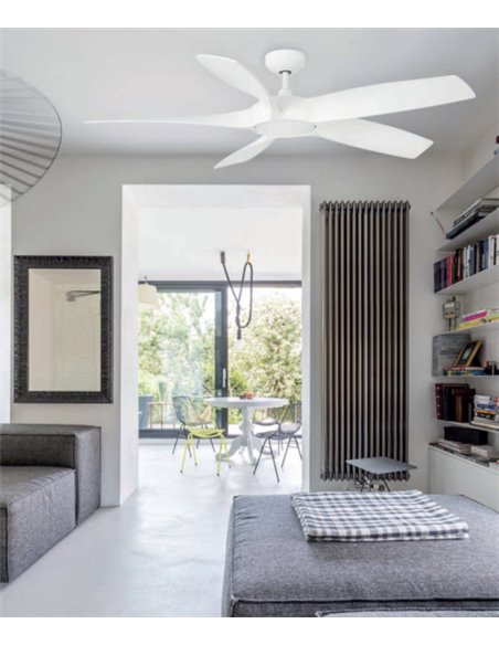 Ventilador de techo con luz blanco y motor DC SMART Cocos - Faro
