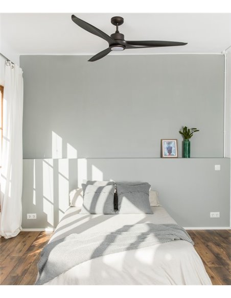 Ventilador de techo con luz marrón con motor DC SMART Tonic - Faro