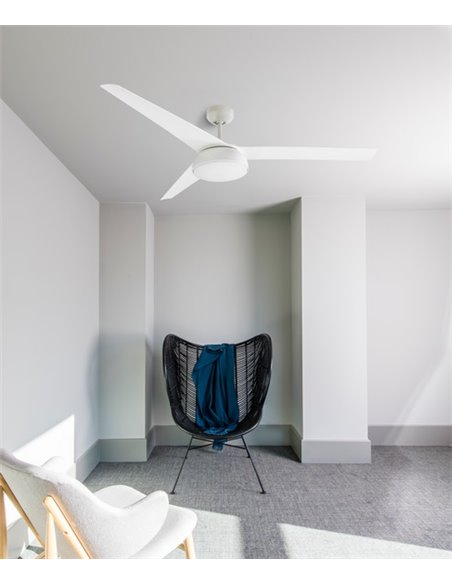 Ventilador de techo blanco con luz LED y motor DC SMART Vulcano - Faro