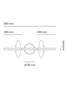 Nexia Lines Horizontal - Aplique de pared LED doble 60 / 120 cm