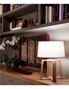 Lámpara de mesa Bliss - Faro – Madera de fresno y pantalla textil blanca