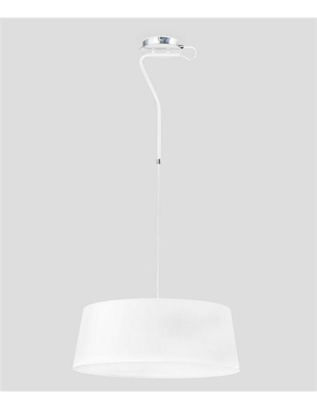 Lámpara colgante Hotel – Faro – Pantalla tela blanca, 50 cm