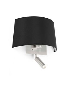 Aplique de pared con lector Volta – Faro – Pantalla textil blanca/negra 2