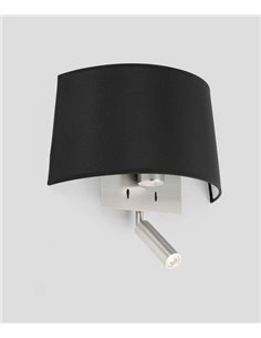 Aplique de pared con lector Volta – Faro – Pantalla textil blanca/negra