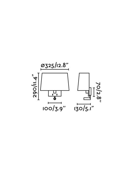 Aplique de pared con lector Volta – Faro – Pantalla textil blanca/negra