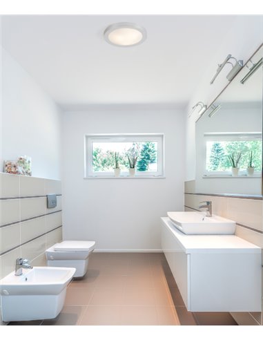 Plafón de techo Logos – Faro – Lámpara de baño, Blanco/Níquel
