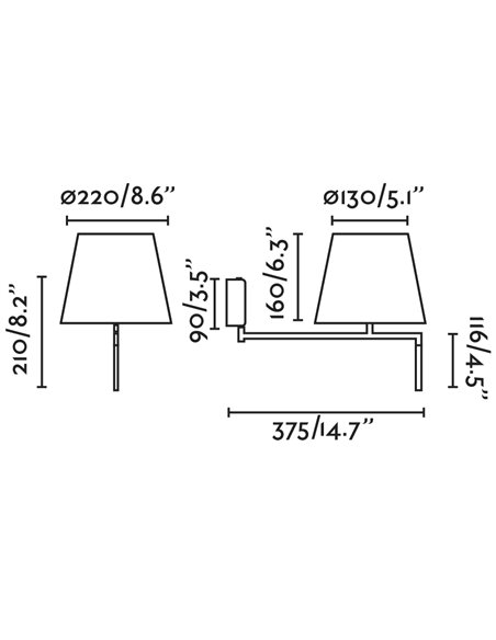 Aplique de pared Ron – Faro – Orientable, Pantalla textil
