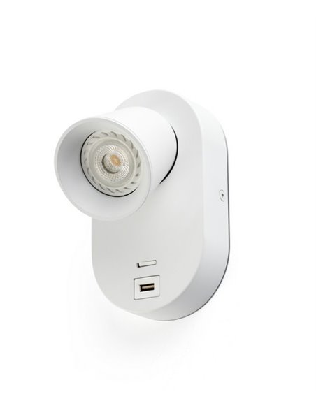 Aplique de pared Corb – Faro – Carga USB, Blanco/Negro