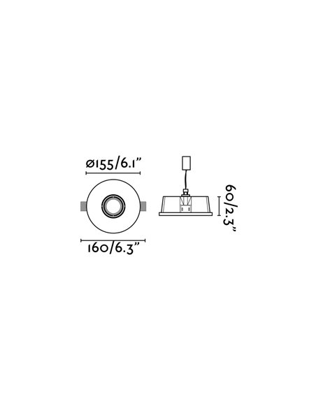 Lámpara empotrable Neu – Faro – Downlight de yeso, GU5.3, Ø 16 cm