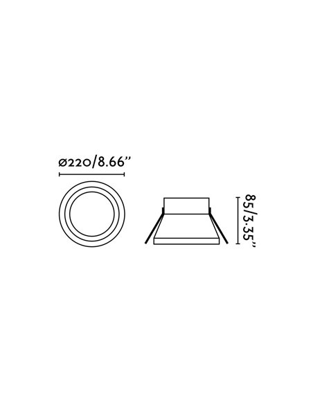 Lámpara empotrable Son – Faro – Downlight de techo blanco, LED 3000K, Ø 22 cm 