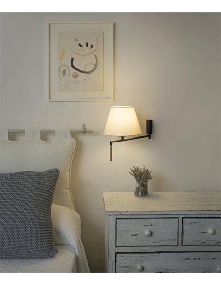 Aplique de pared Ron – Faro – Orientable, Pantalla textil