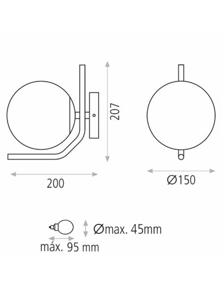 Aplique de pared Maui – ACB – Lámpara bola, IP44