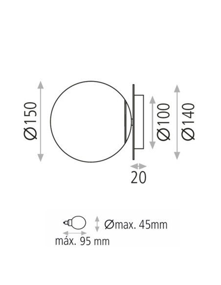 Aplique de pared Parma – ACB – Lámpara bola, IP44