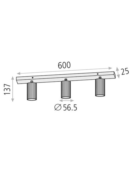 Regleta de techo Modrian – ACB – 3 Focos orientables, GU10