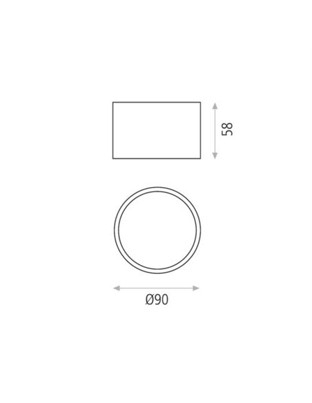 Plafón de techo redondo Linus – ACB – Aluminio blanco-negro, Ø 9-14 cm