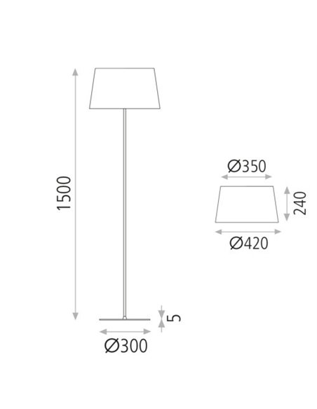Lámpara de pie Stilo – ACB – Negra, Pantalla blanca, 150 cm