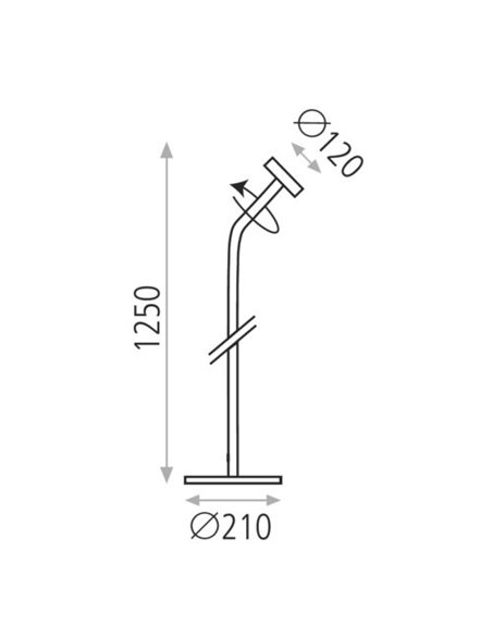 Lámpara de pie Corvus – ACB – Pie de salón negro, 125 cm, LED 3000K