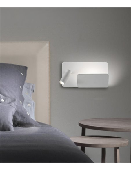 Lámpara aplique de pared Laika – ACB – Izquierdo, Flexo de lectura, Blanco, LED 3000K