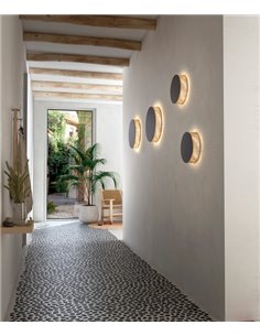 Aplique de pared Helios – Bover – Lámpara redonda, Metal marrón roble, LED 2700K, Regulable Triac