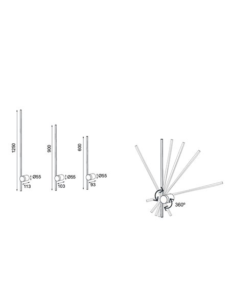 Aplique de pared Tobago – Mantra – Lámpara orientable, blanco-negro