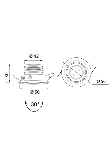 Downlight de techo Neptuno – Mantra – Blanco/Negro, 5 cm, LED