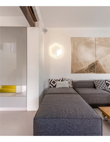 Aplique de pared Kubick – Mantra – Lámpara de pared decorativa, Metal blanco+negro, LED 3000K, regulable