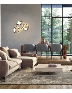 Aplique de pared Kubick – Mantra – Lámpara de pared decorativa, Metal blanco+negro, LED 3000K, regulable