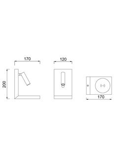 Aplique de pared de lectura Zanzibar – Mantra – Lámpara de dormitorio LED, Cargador de inducción