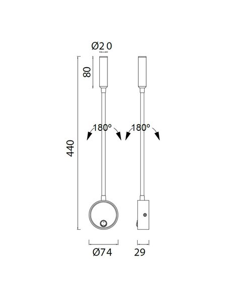 Aplique de pared Boavista – Mantra – Lámpara de pared con lector, Blanca, LED 3000K