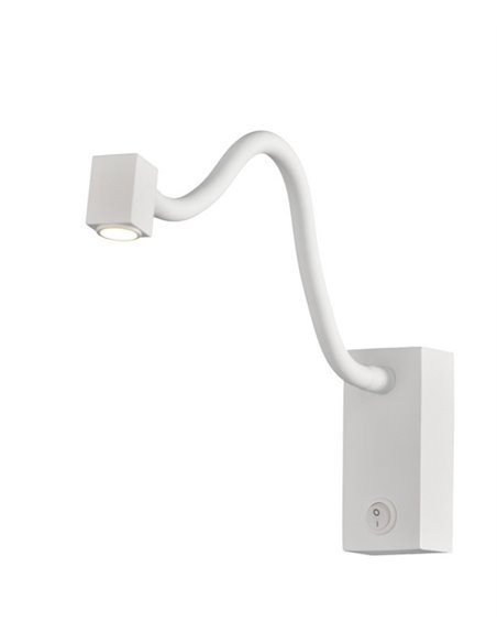 Aplique de pared Boavista – Mantra – Lámpara de lectura, Cabezal cuadrado, Blanca-Negra, LED 3000K