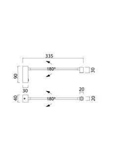 Aplique de pared Boavista – Mantra – Lámpara de lectura, Cabezal cuadrado, Blanca-Negra, LED 3000K 2