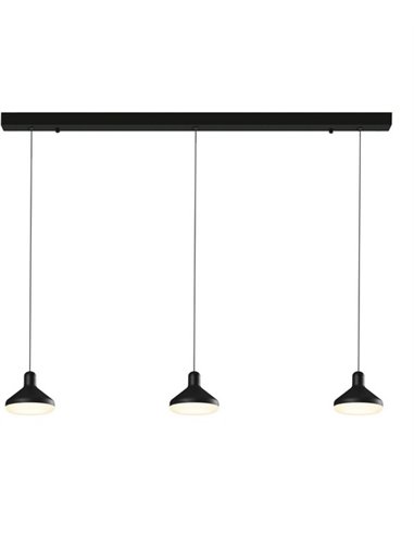 Colgante de techo regleta Antares – Mantra – Lámpara colgante negra con 3 luces LED 3000K