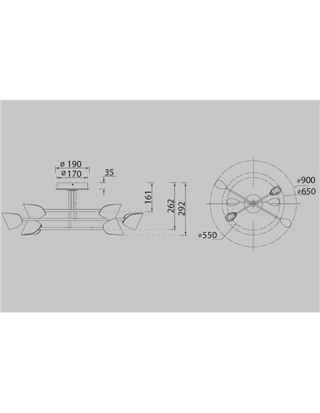 Plafón de techo Capuccina – Mantra – Lámpara de techo 6 luces, LED 3000K