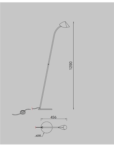 Lámpara de pie Capuccina – Mantra – Lámpara LED 3000K, 129 cm