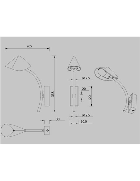 Aplique de pared Capuccina – Mantra – Lámpara de pared LED 3000K, pantalla orientable