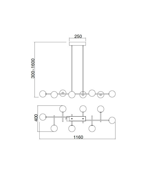 Lámpara colgante Cellar – Mantra – Lámpara de techo tipo bola, G4, 8 luces