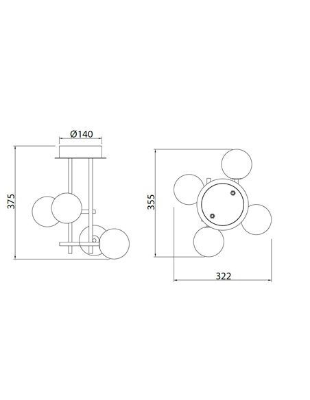Plafón de techo Cellar – Mantra – Lámpara de techo bola, 4 luces, G4