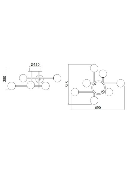 Plafón de techo Cellar – Mantra – Lámpara de techo bola, 7 luces, G4