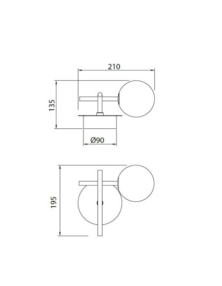 Aplique de pared Cellar – Mantra – Lámpara de pared tipo bola, 1xG4, Negro